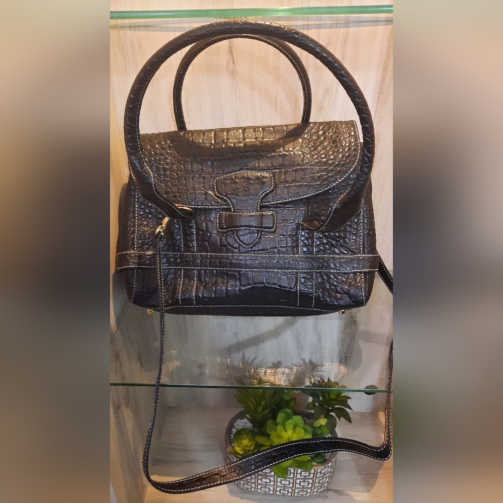 Barr + barr handbag new york women leather bag used like new 10"H × 13"W